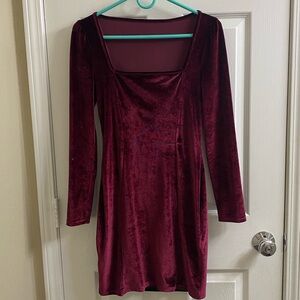 Elegant Velvet Red-Burgundy Dress